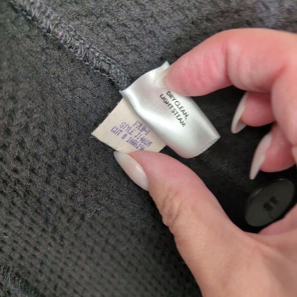 EILEEN FISHER Women's XS Black Textured Waffle Knit 3-Button Jacket Peacoat - Picture 6 of 6